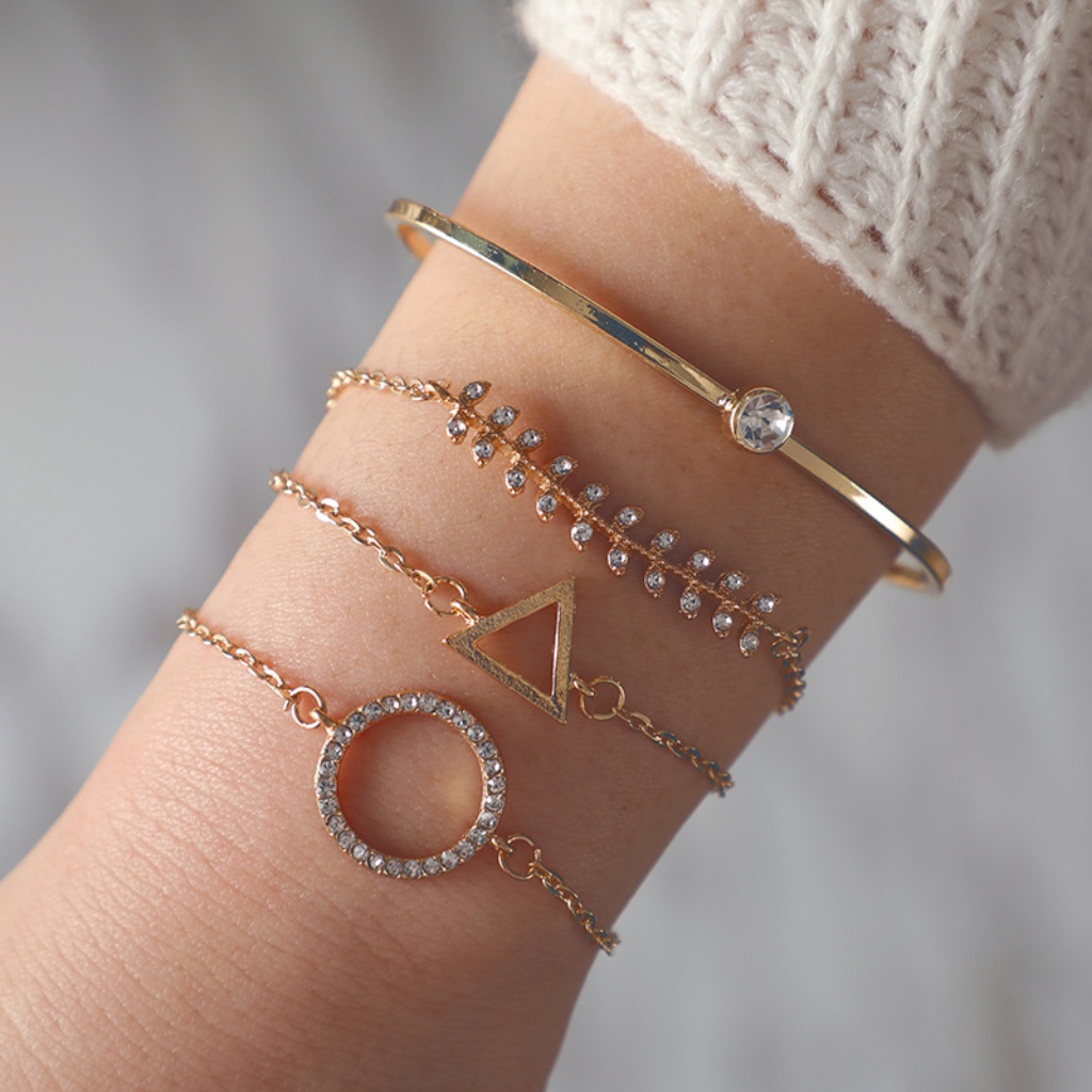 235 Chic Gold Cz Bracelet Set 4pc 20$